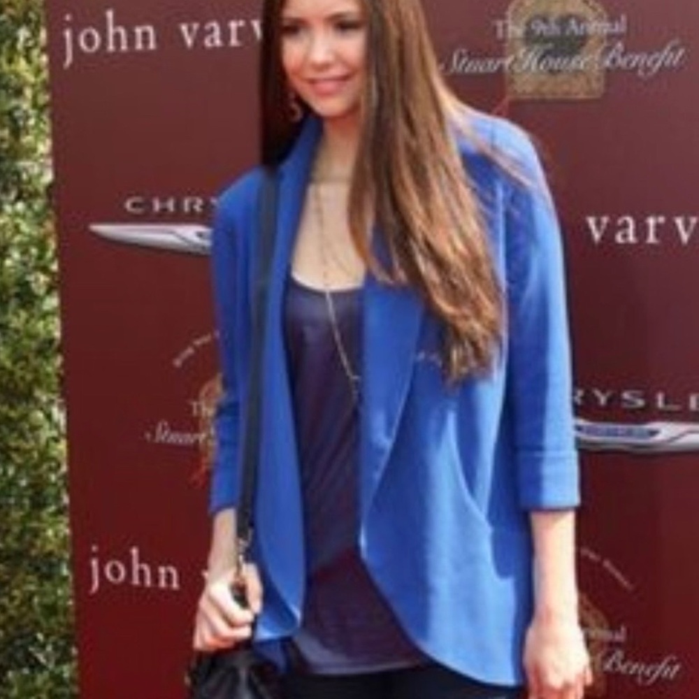 Aritzia Wilfred Chevalier Relaxed Open-Front Blazer size 2 Cobalt Blue Crepe